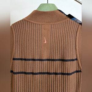 NWT NIKE × ESC Knit Brown/Black Wool Ribbed Maxi Dress Size:M Made In Italy.